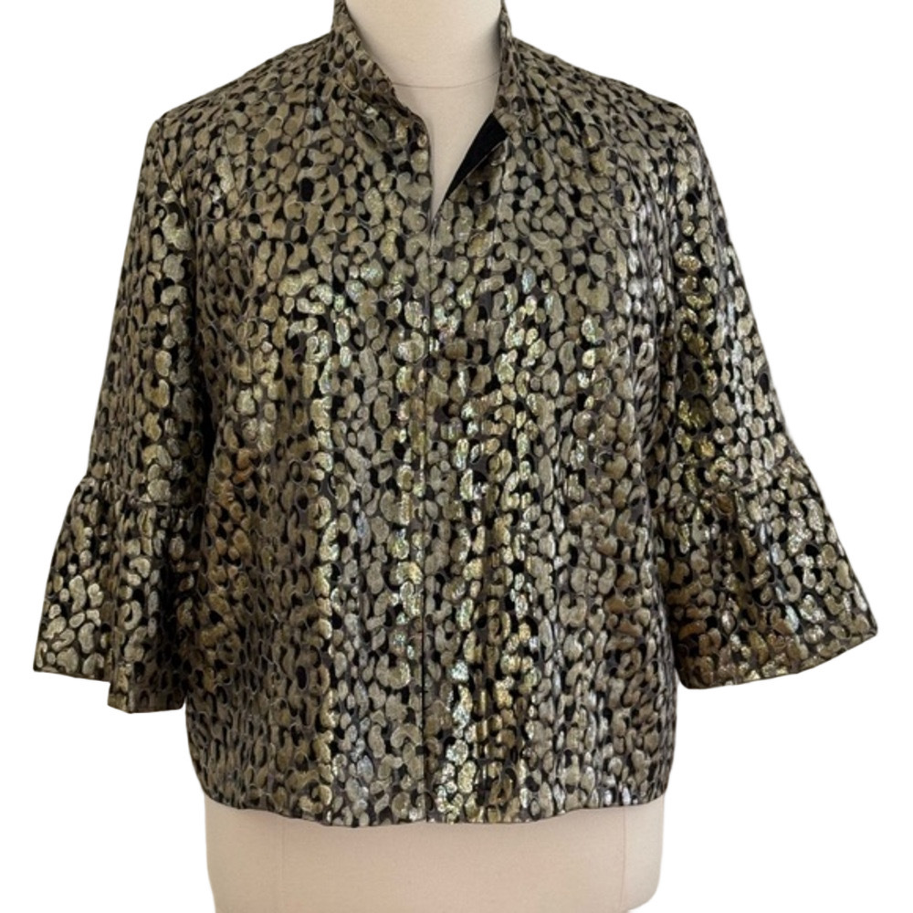 Chico's Shimmering Black and Gold Blouse Chicos size 3